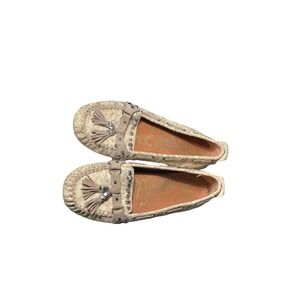 Sam Edelman Snake Pattern Leather Tassel Studded Moccasin Flats Women 6.5M